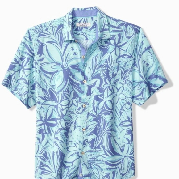Tommy Bahama Veracruz Cay Shirt Men's LargeBlue Floral Hawaiian Button Up NWT